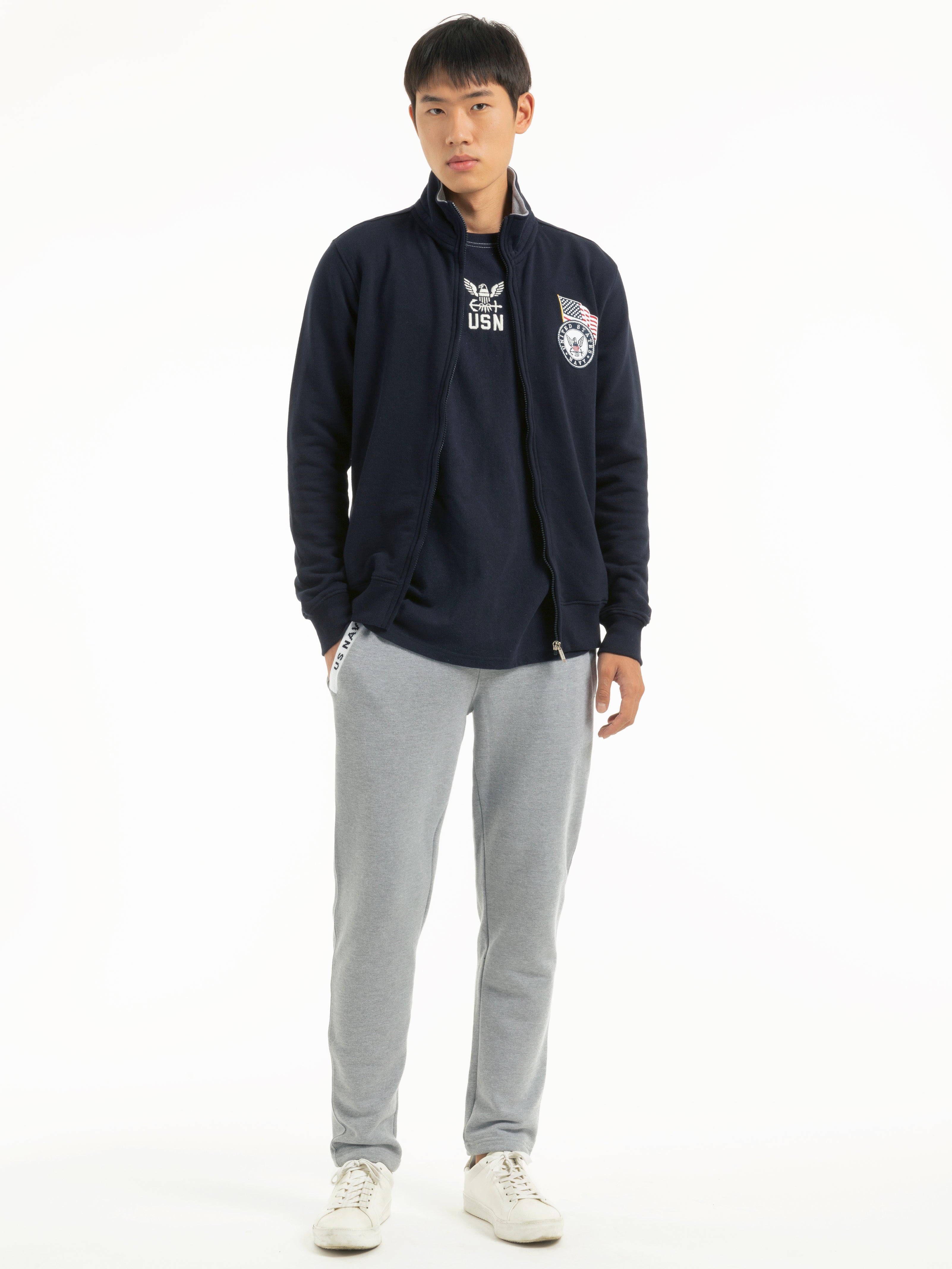 CARDIGAN IN FELPA CON ZIP NAVY