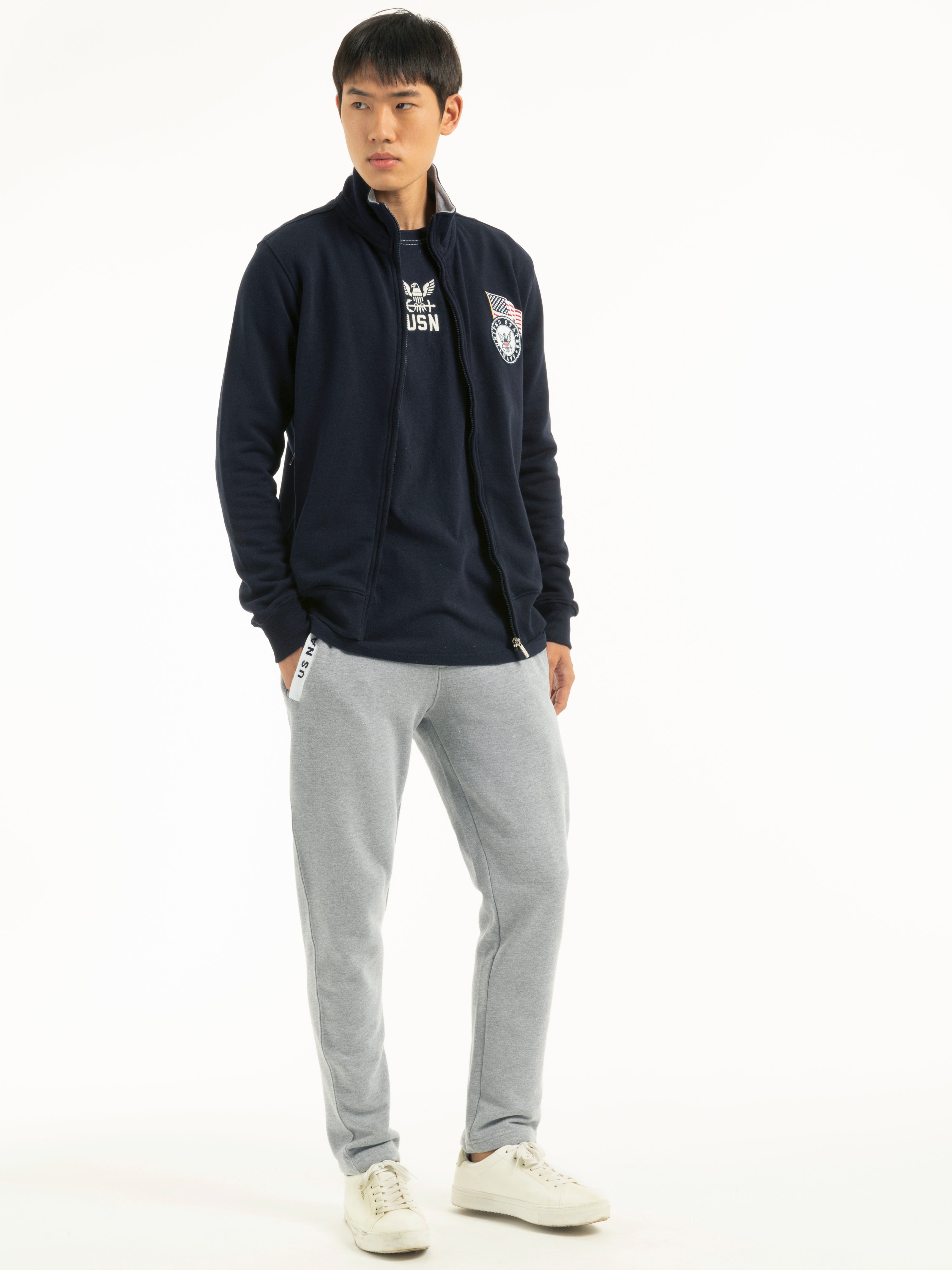 CARDIGAN IN FELPA CON ZIP NAVY