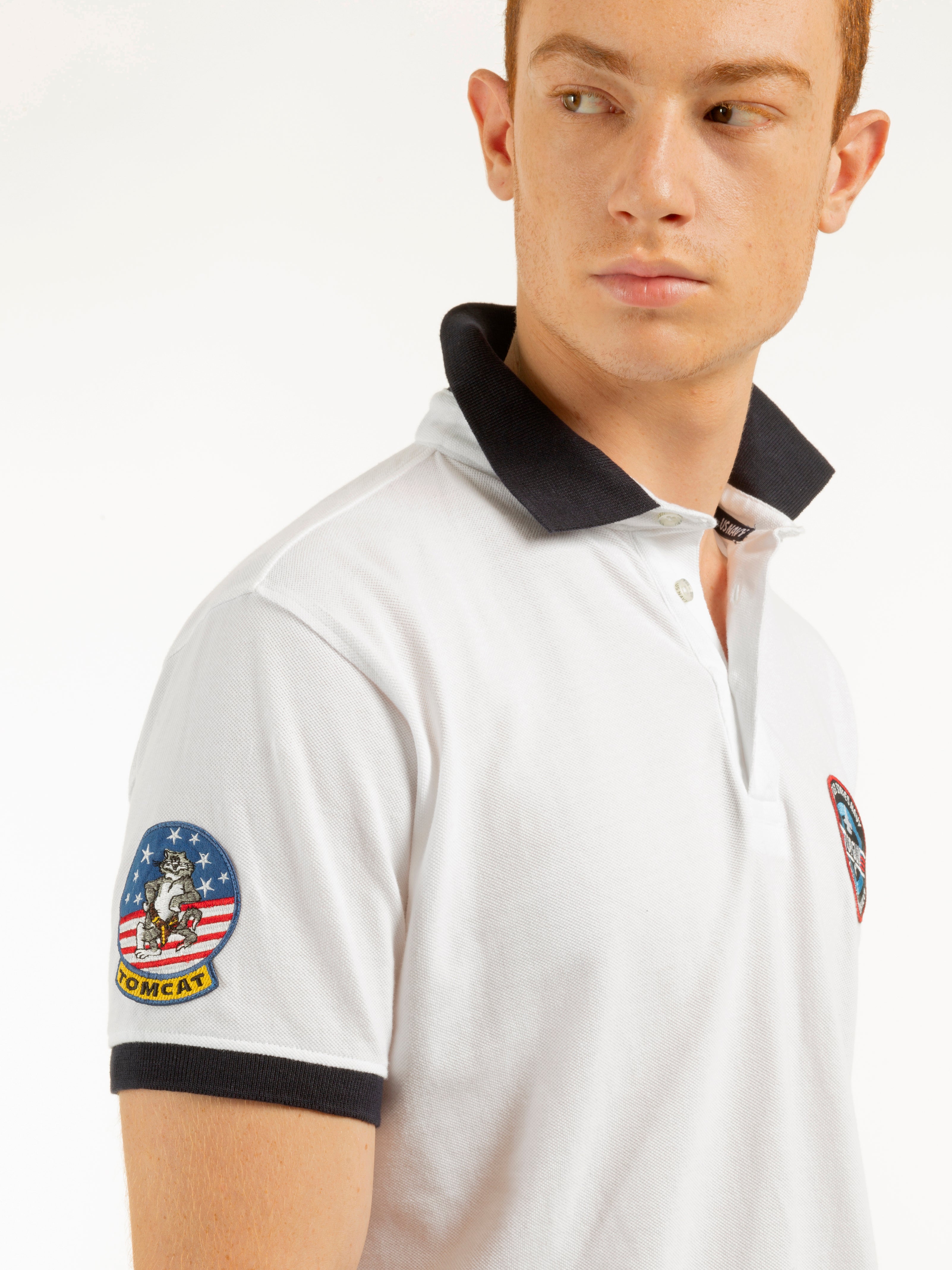 POLO U.S. NAVY<sup>®</sup> CON 3 BOTTONI BIANCA
