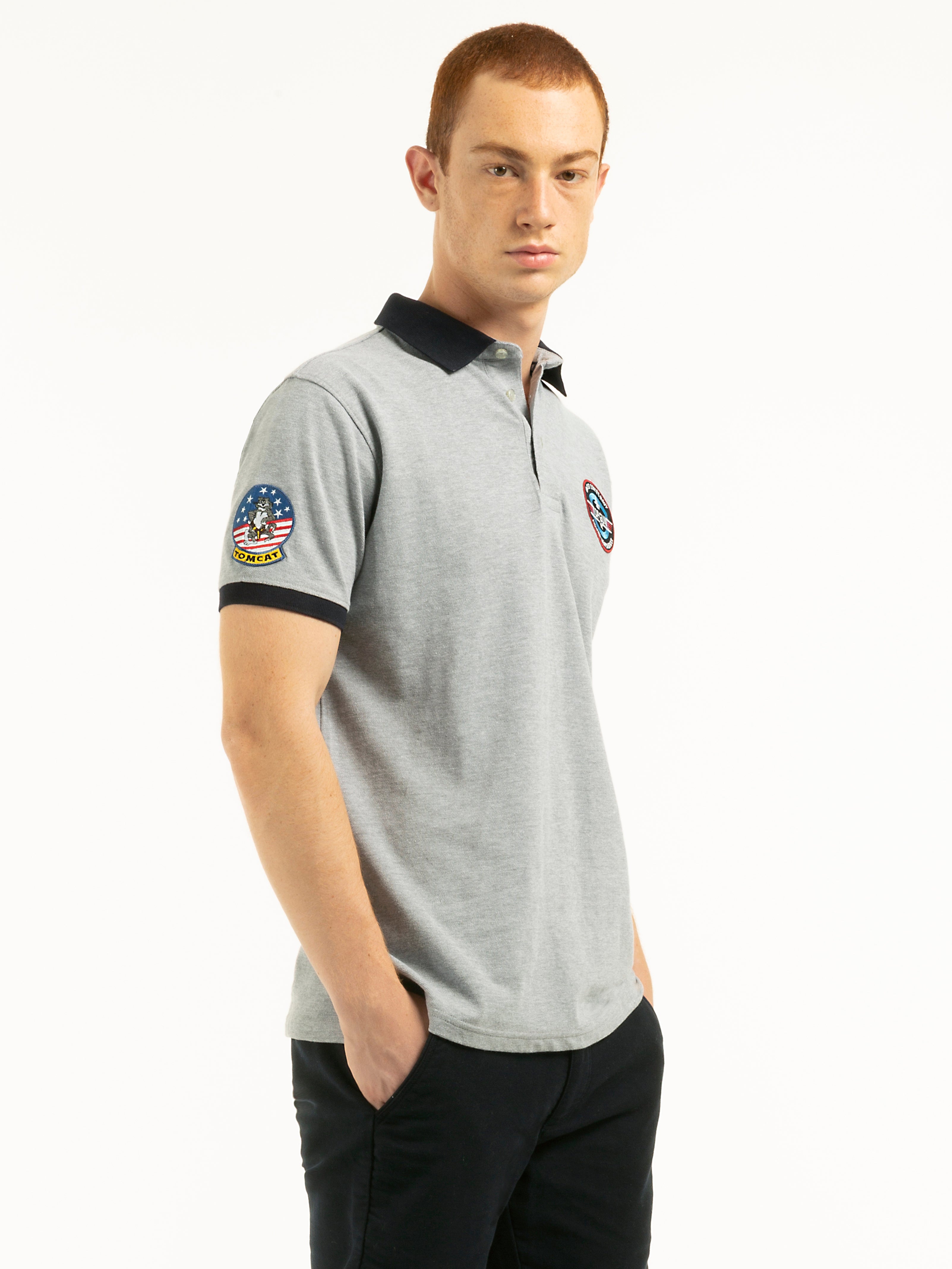 POLO U.S. NAVY<sup>®</sup> CON 3 BOTTONI GRIGIO CHIARO