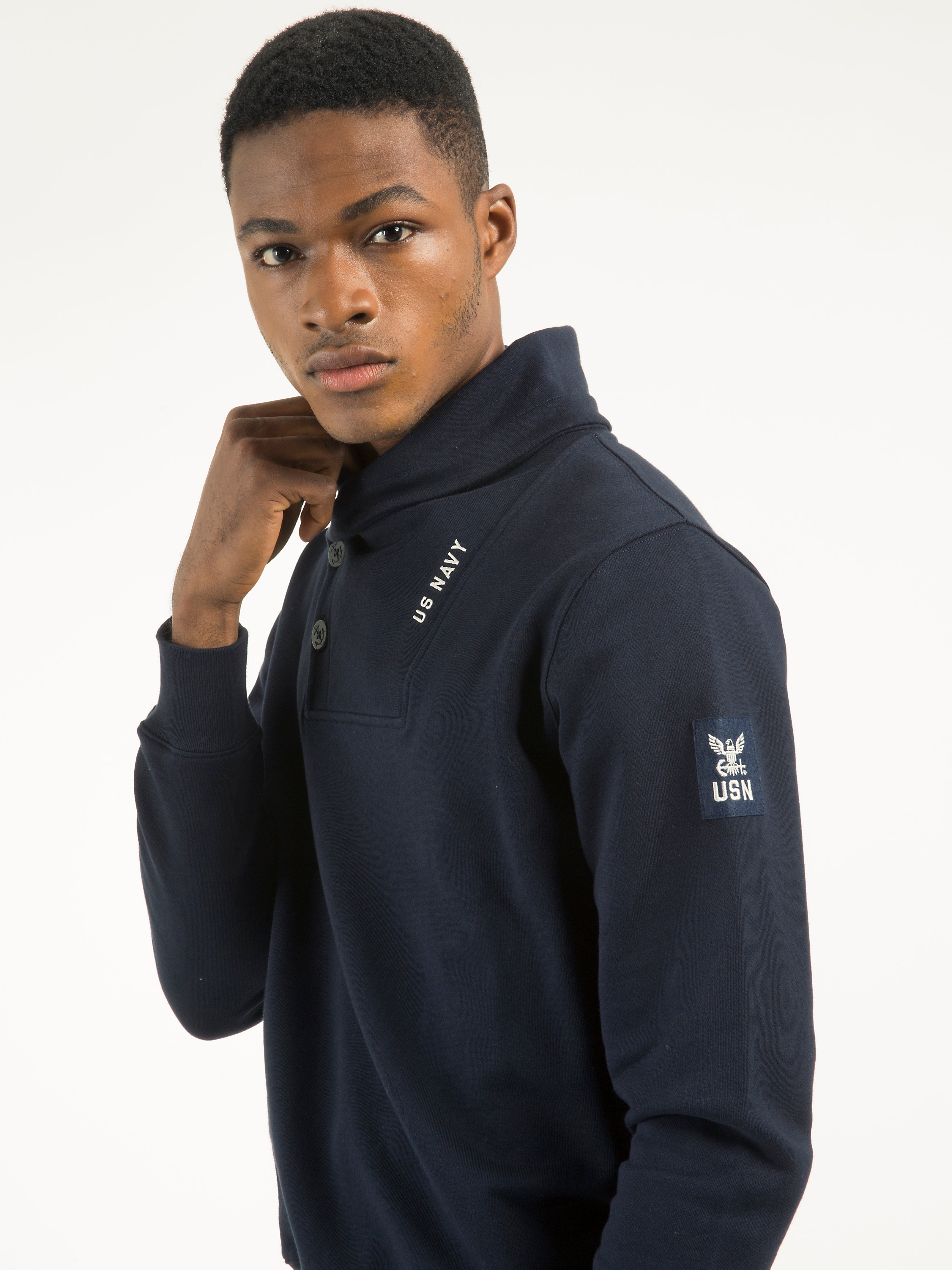 FELPA CON COLLO SCIALLATO NAVY