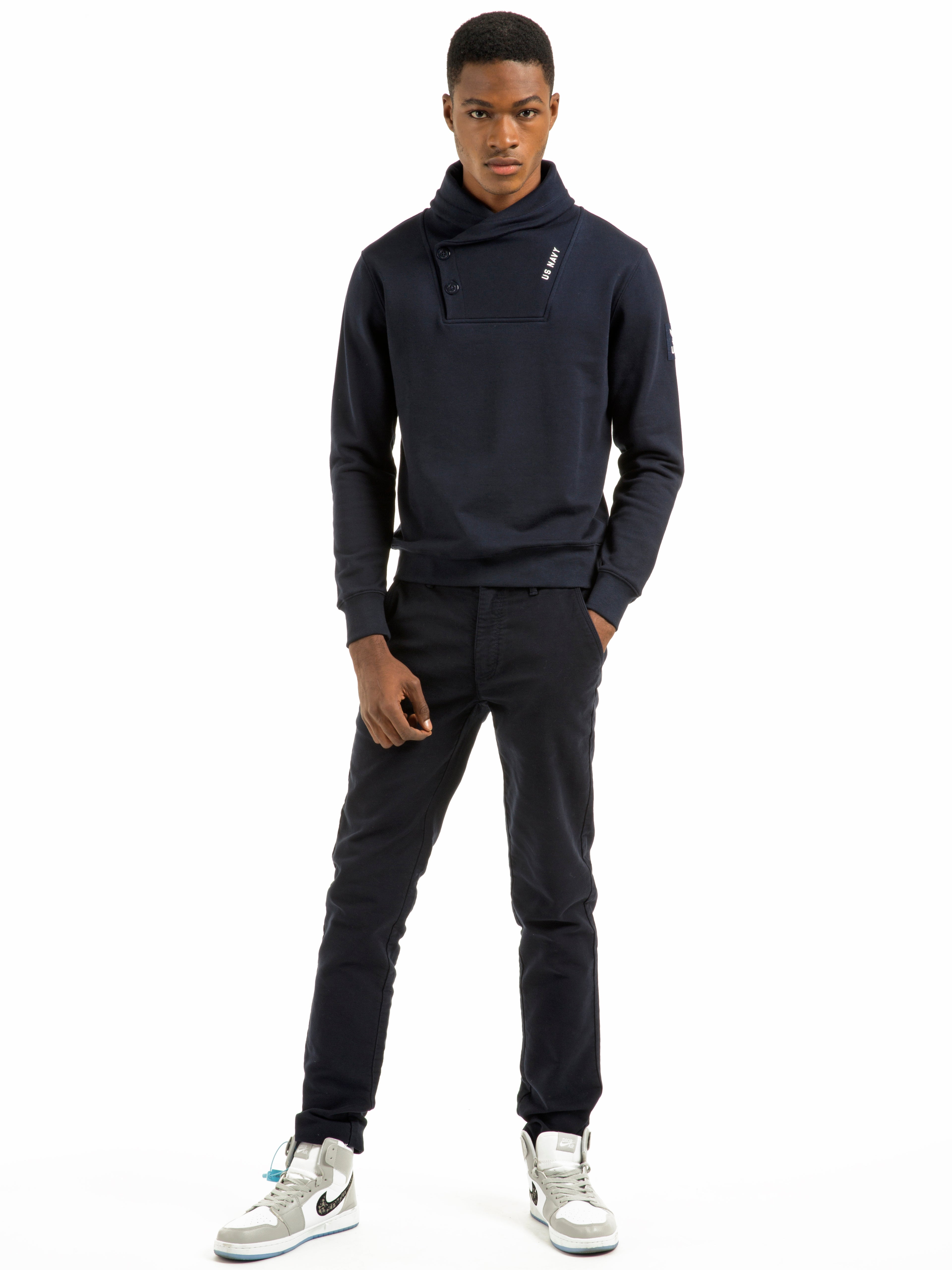 FELPA CON COLLO SCIALLATO NAVY
