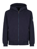 HALF ZIPPER HOODIE IN BRUSHED FLEECE   NAVY BLUE