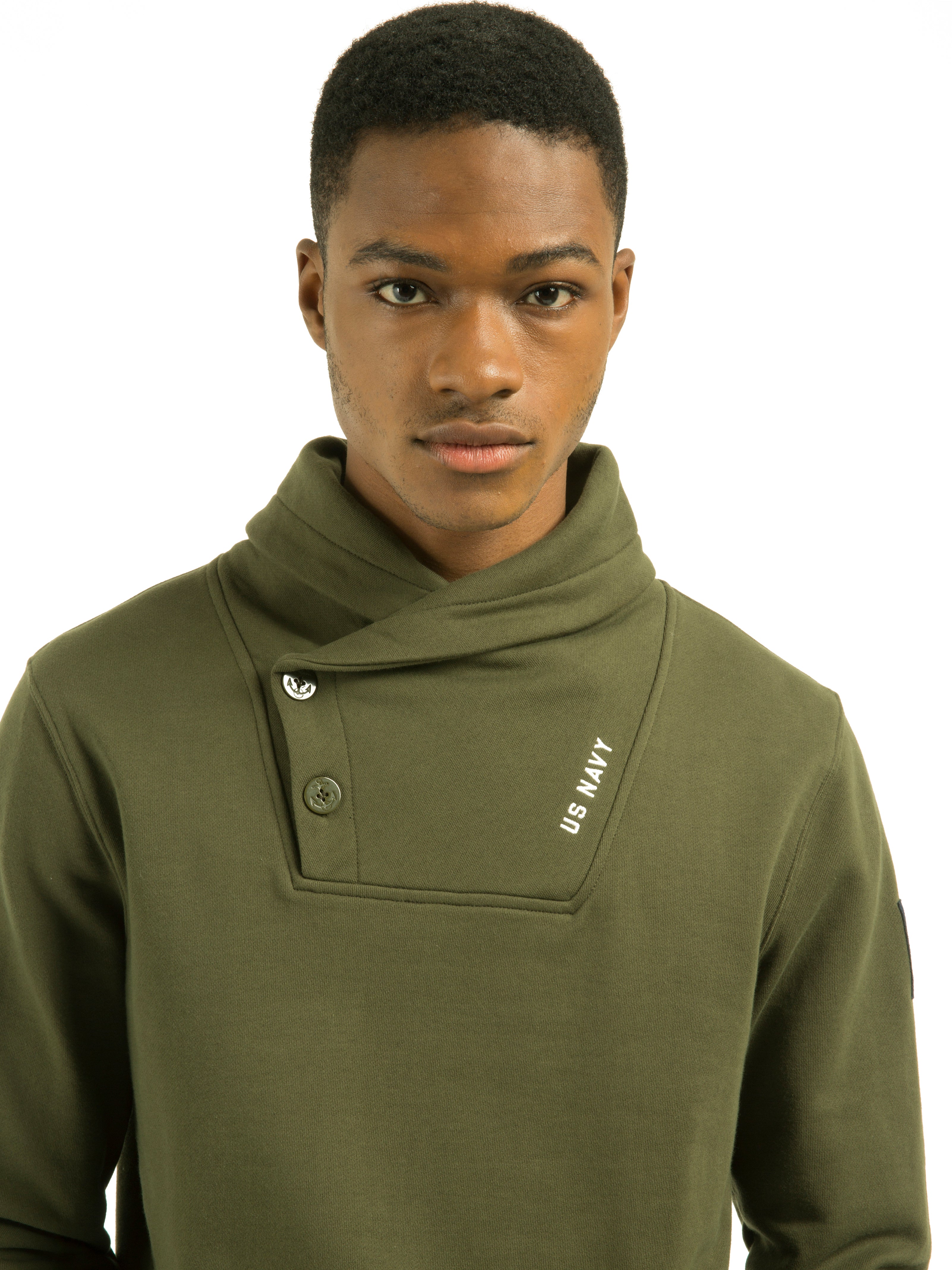 FELPA CON COLLO SCIALLATO VERDE MILITARE